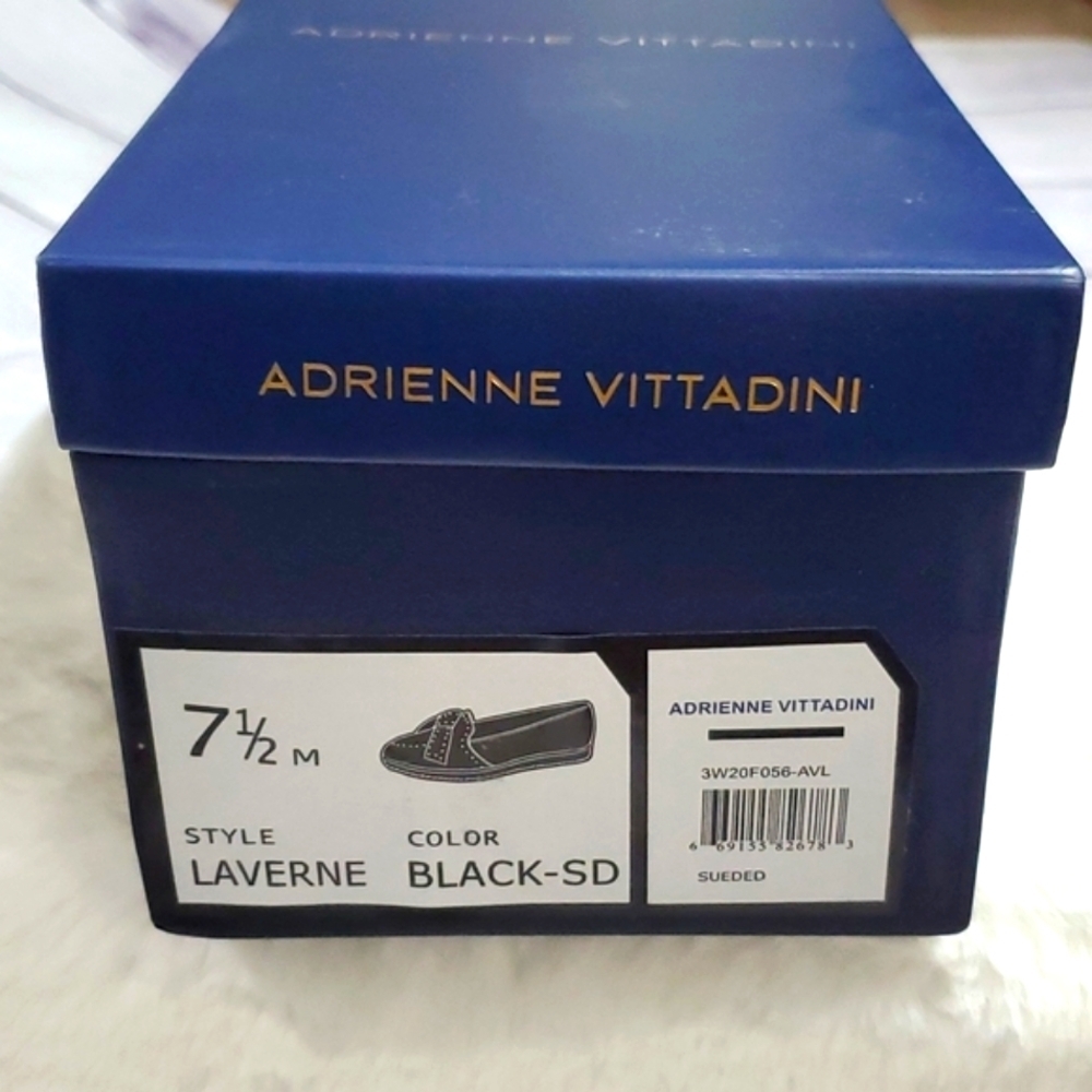 Adrienne Vittadini's "Laverne" Black Loafer with Silver Pin-Dot Rivets - Picture 7 of 7